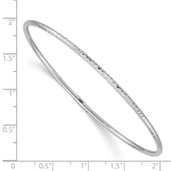 14k White Gold 2mm Diamond-cut Slip-on Bangle