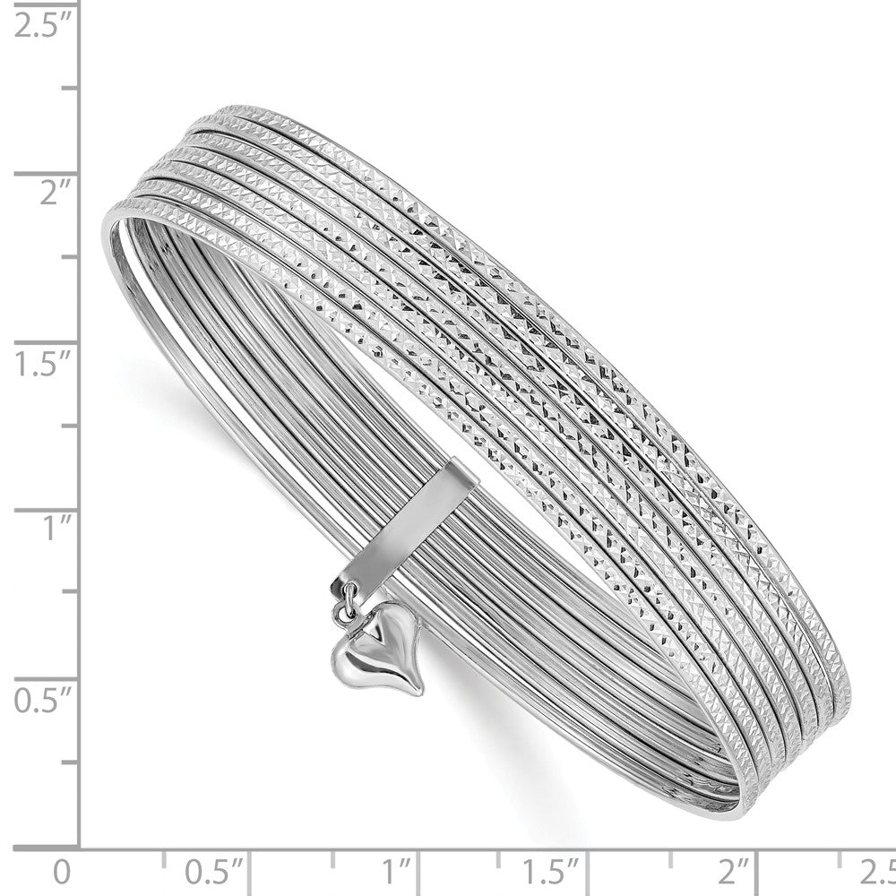 14K WG Diamond-cut Slip On 7 Bangles