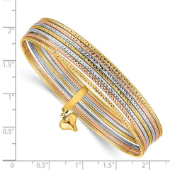 14K Tri-color Slip On 7 Bangles