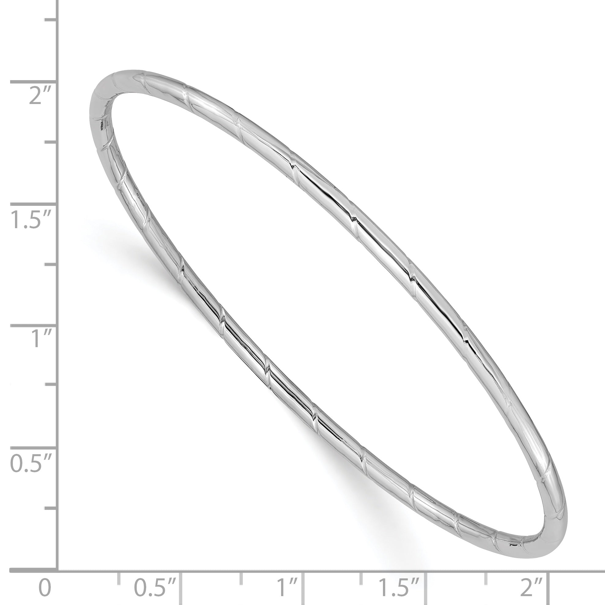 14k White Gold 2.5mm Grooved Slip-on Bangle