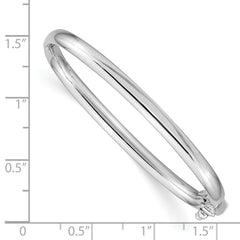 14k White Gold Polished Hinged Safety Clasp Baby Bangle