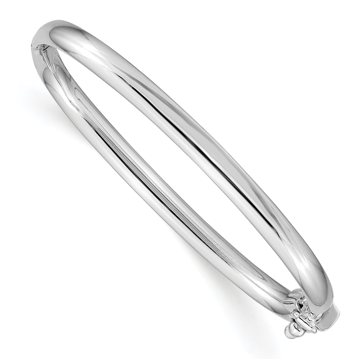 14k White Gold Polished Hinged Safety Clasp Baby Bangle