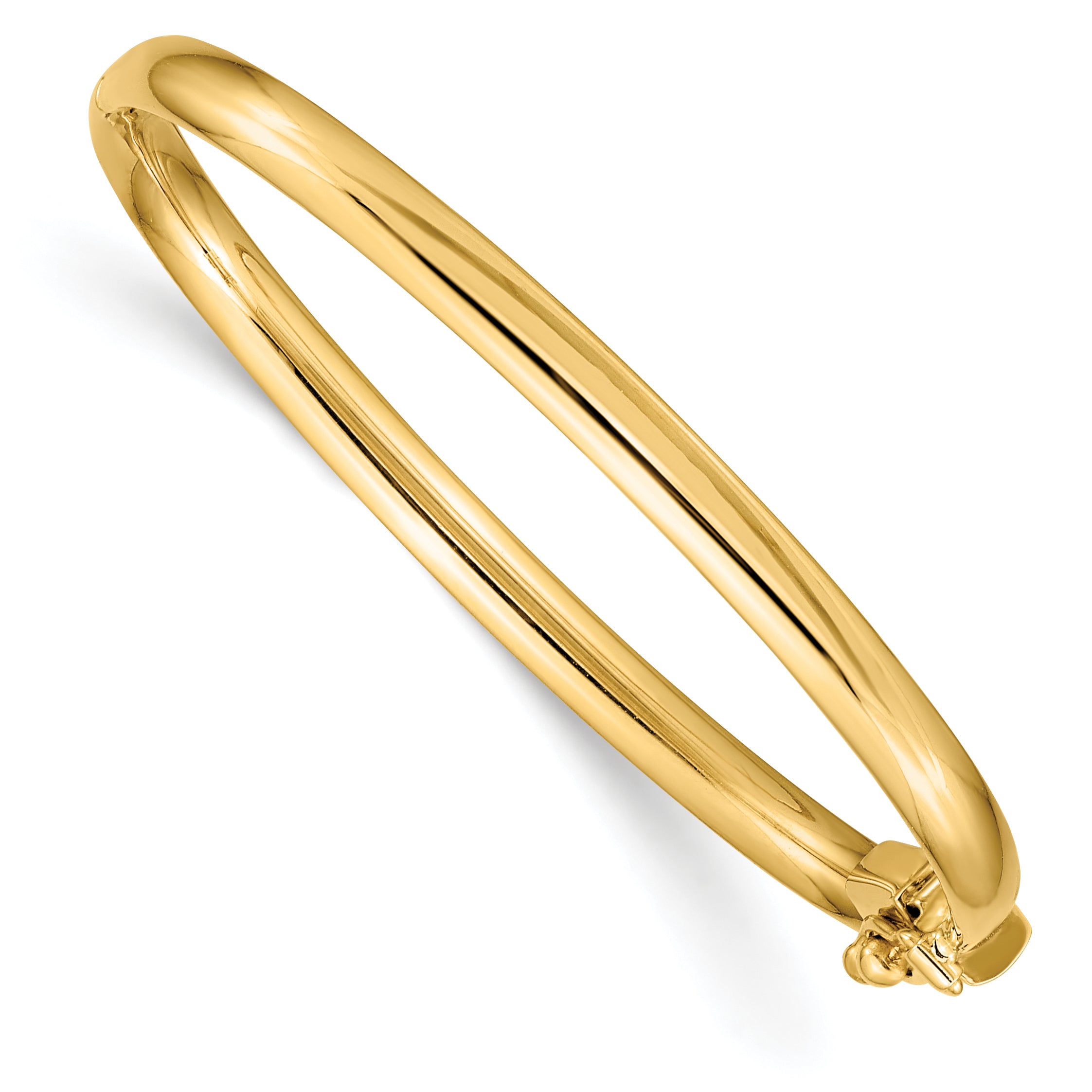 14k Polished Hinged Safety Clasp Baby Bangle