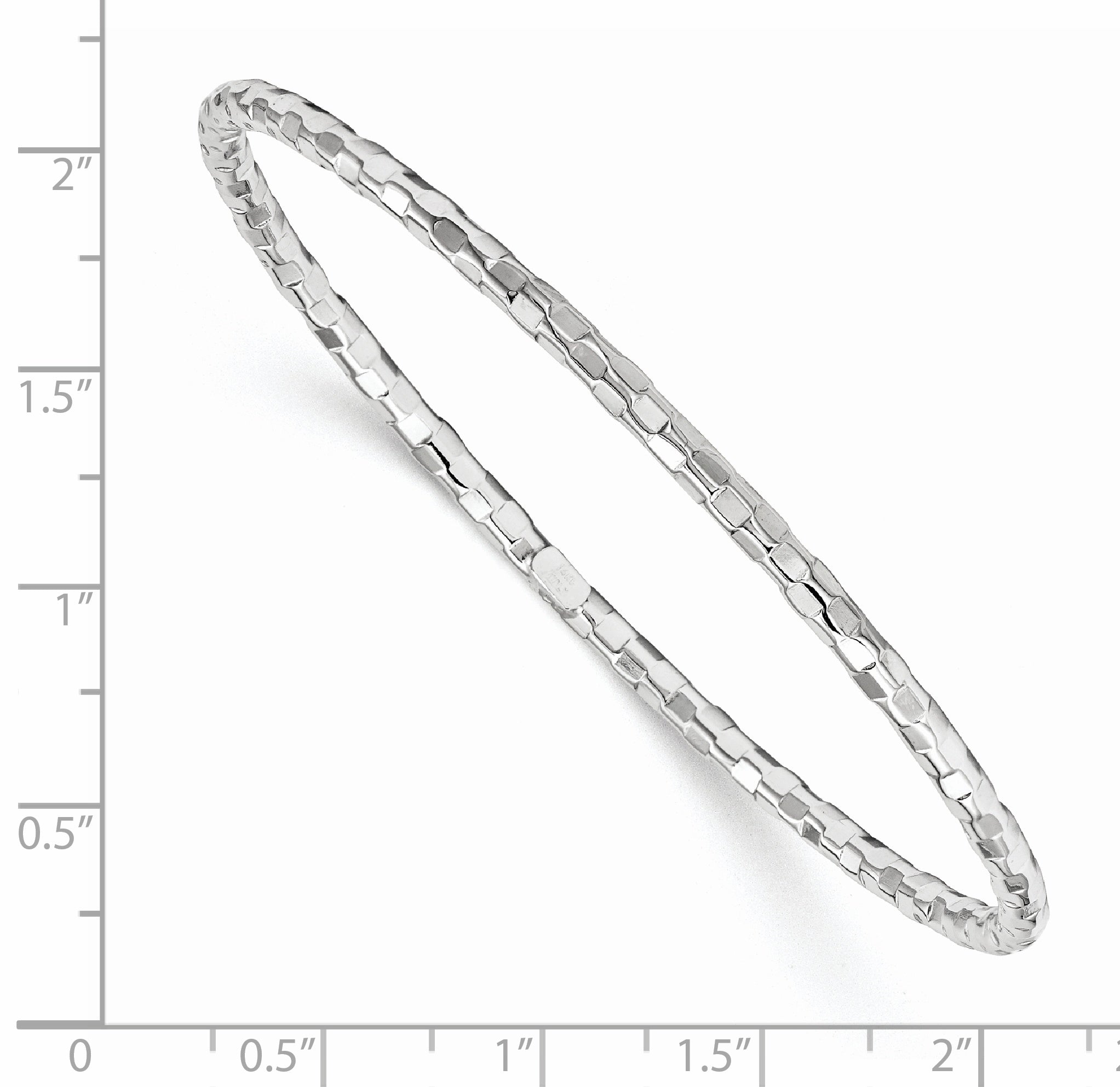 14k White Gold Textured Slip-on Bangle Bracelet