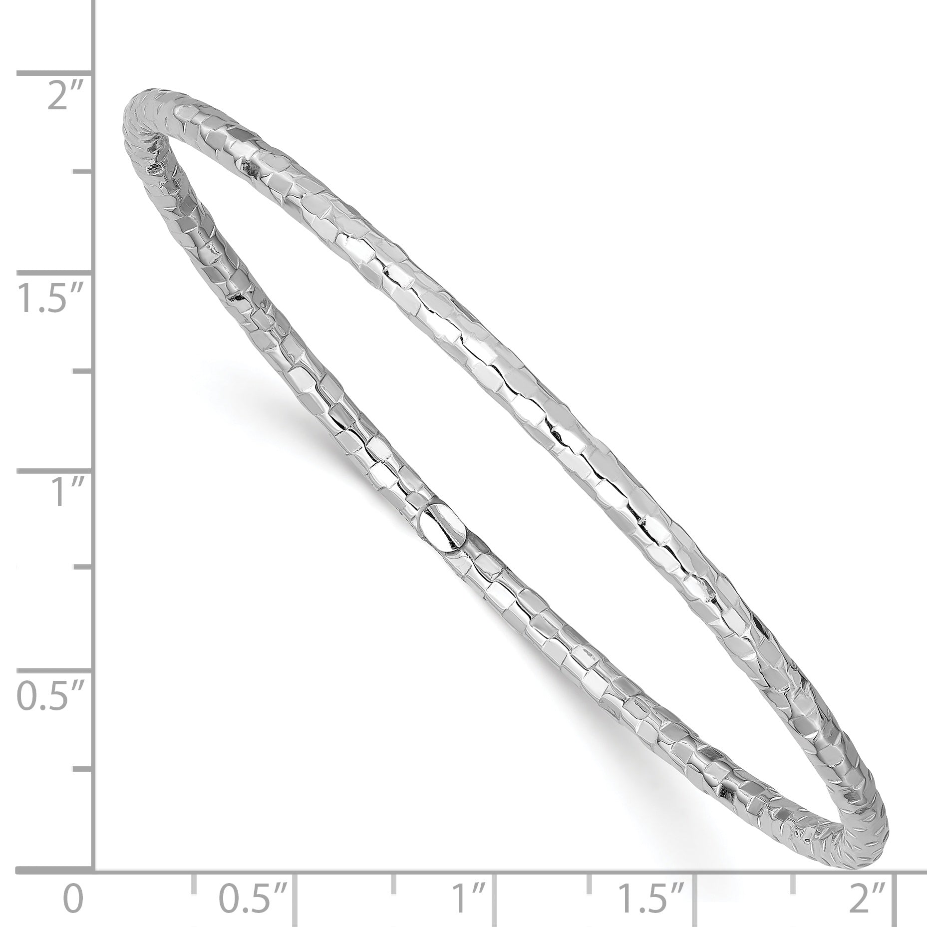 14k White Gold Textured Slip-on Bangle Bracelet