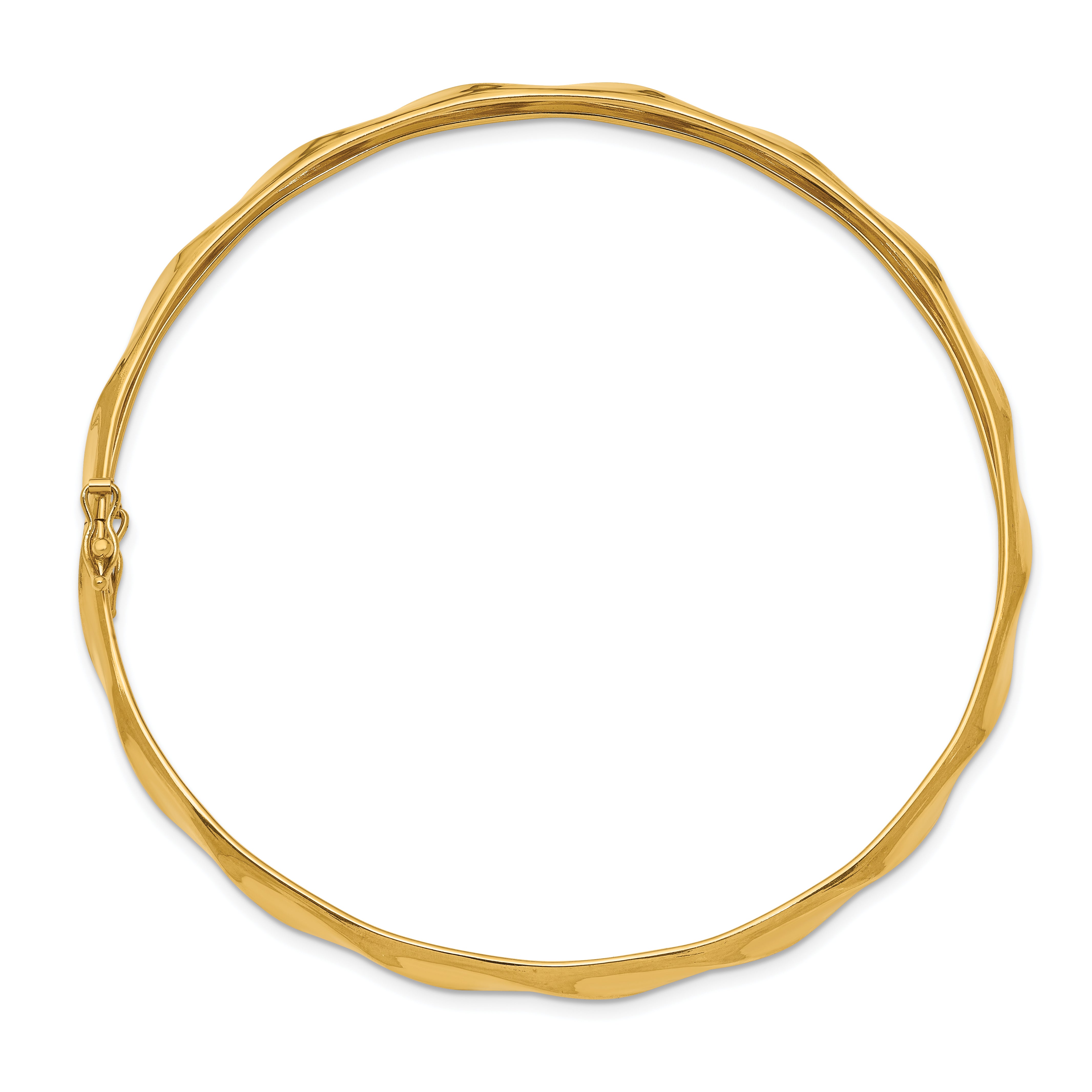 14K Yellow Gold Polished Flexible Twisted Bangle with Safety Clasp