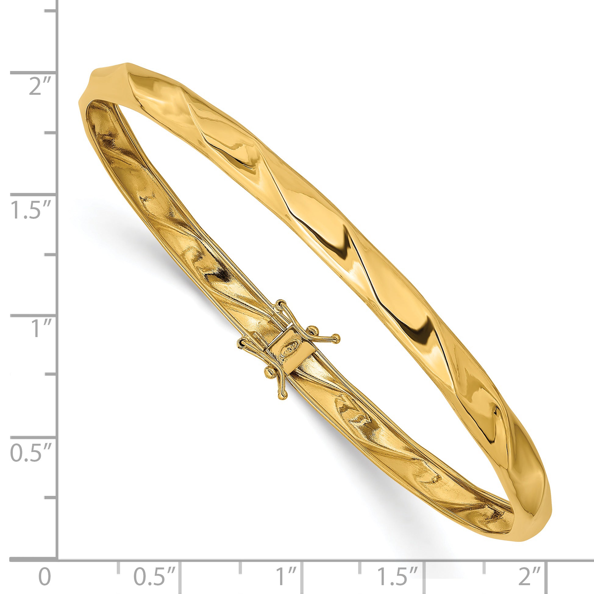 14K Yellow Gold Polished Flexible Twisted Bangle with Safety Clasp