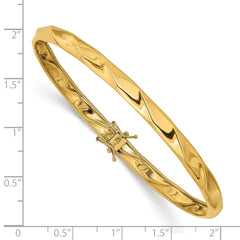 14K Yellow Gold Polished Flexible Twisted Bangle with Safety Clasp