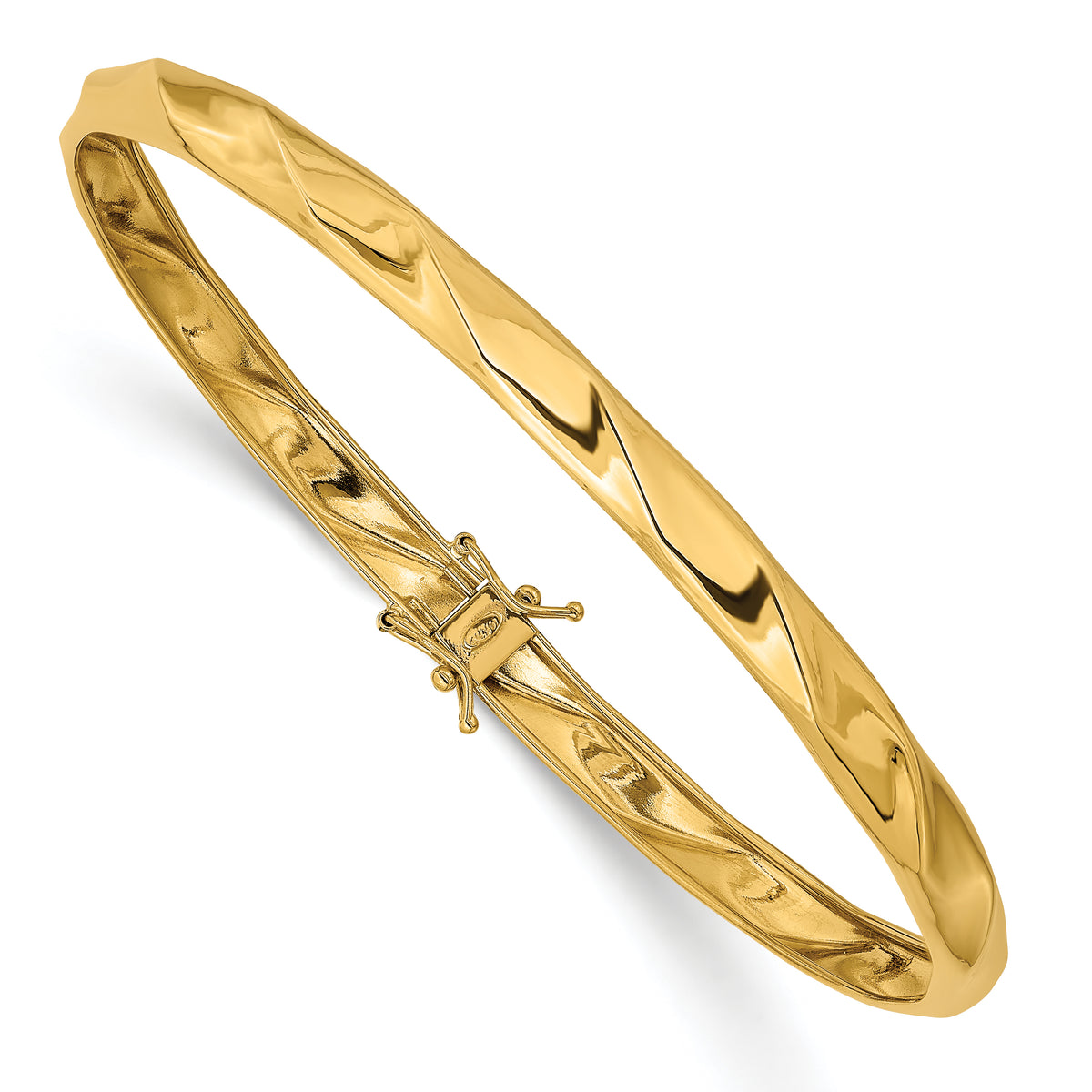 14k Yellow Gold Polished Twisted Flexible Bangle