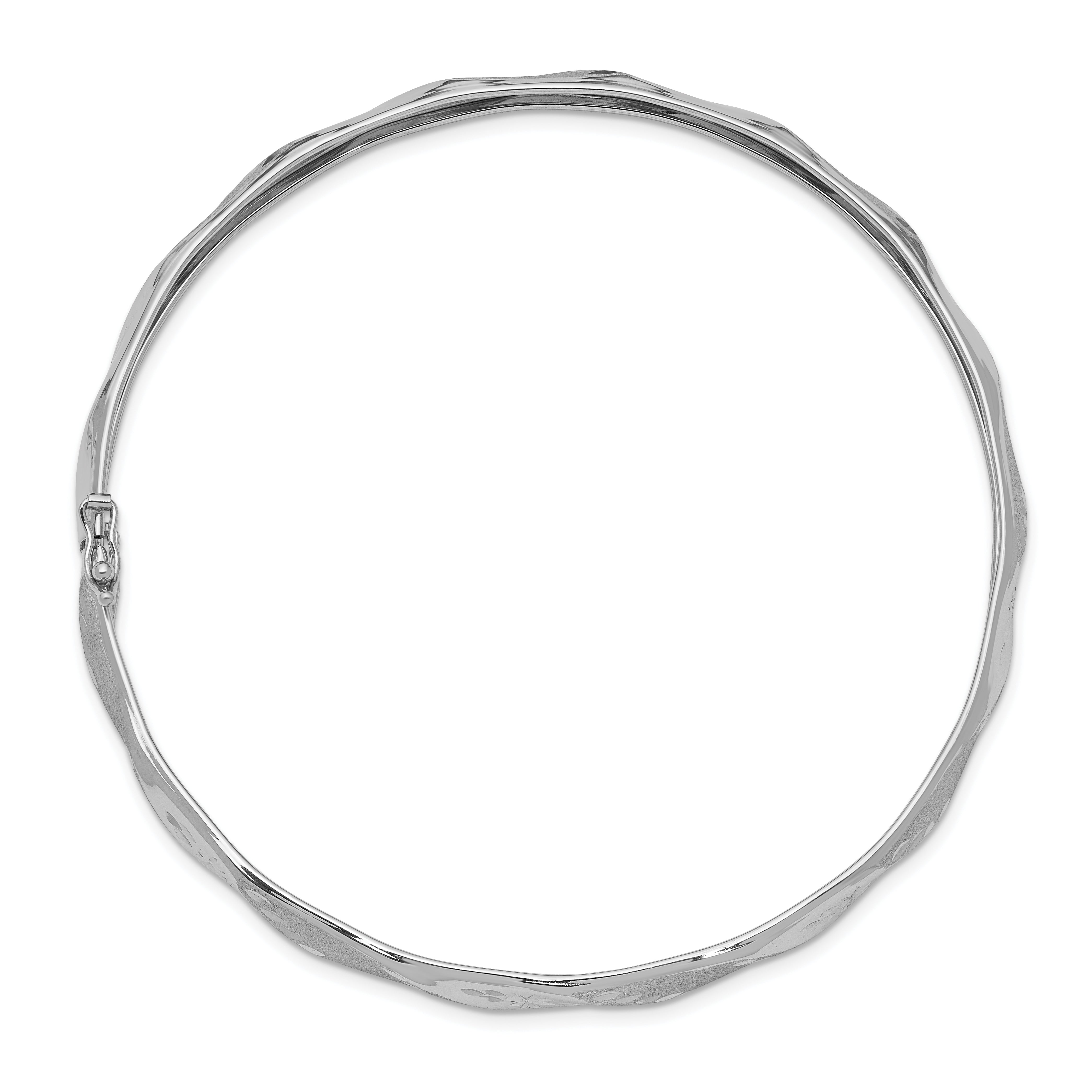 14K White Gold Polished Twisted Bangle with Flexible Design