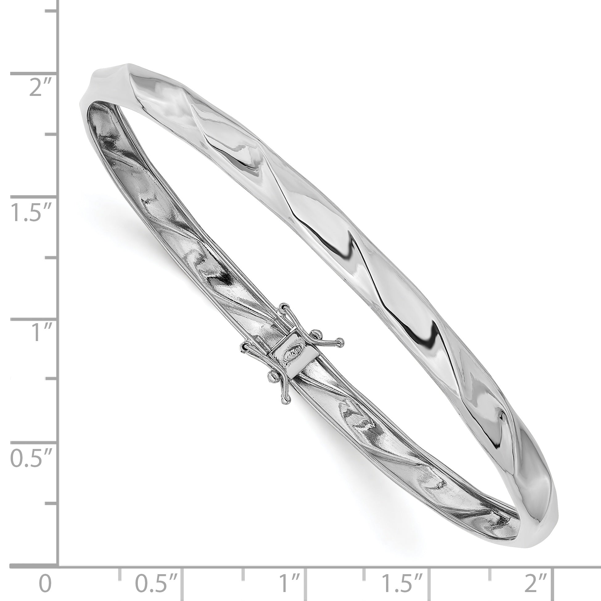 14k White Gold Polished Twisted Flexible Bangle