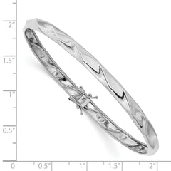 14K White Gold Polished Twisted Bangle with Flexible Design