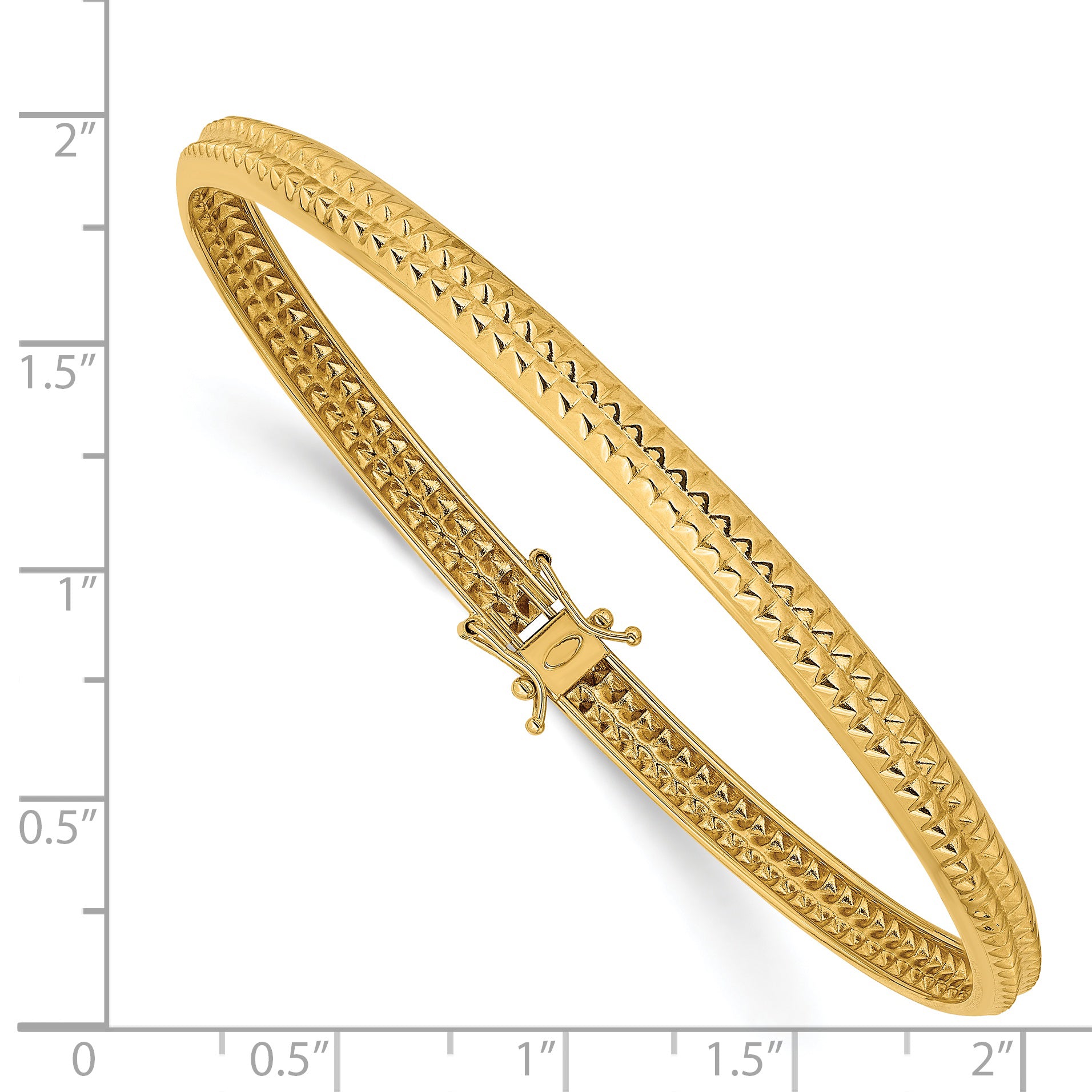 14k Yellow Gold Polished Textured Flexible Bangle