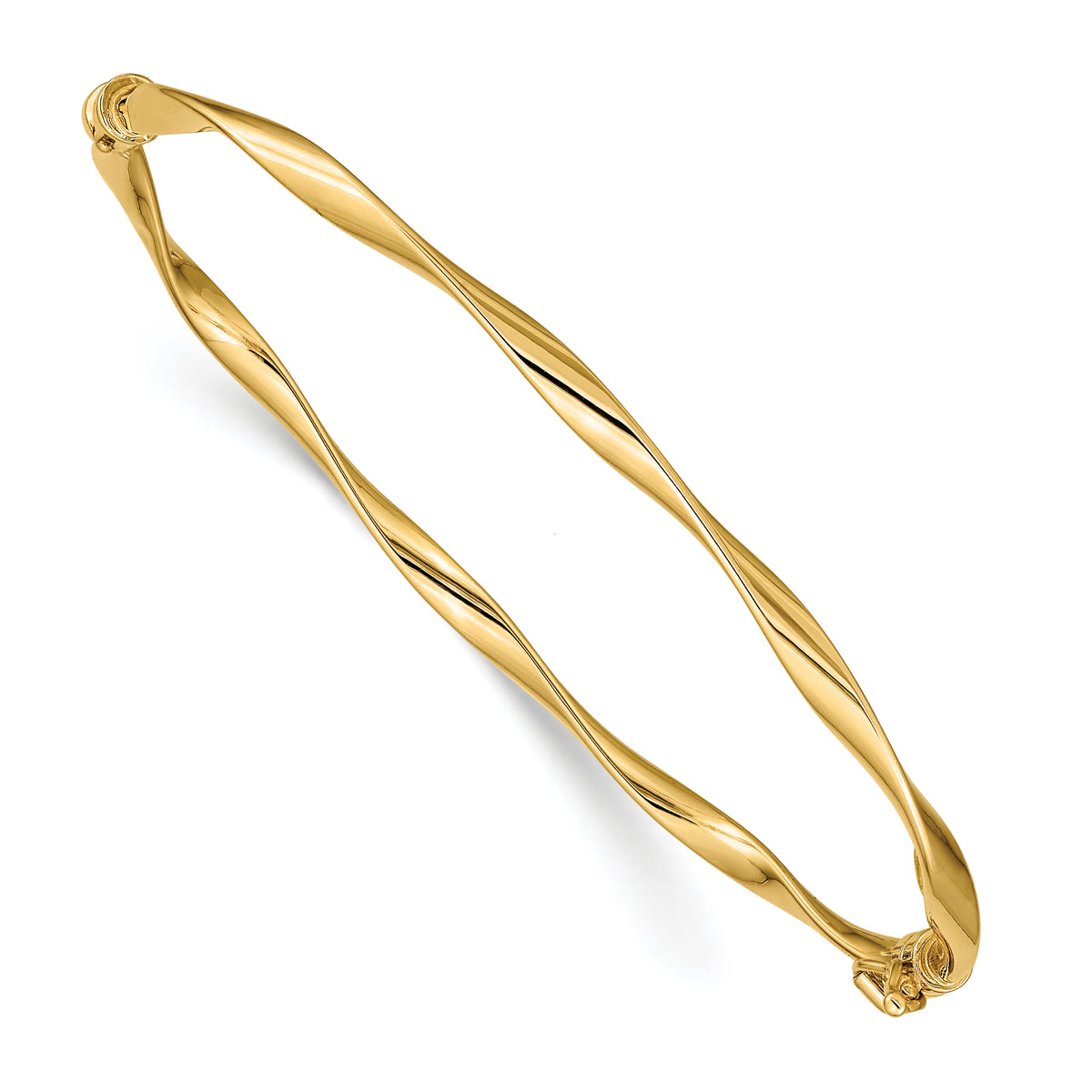 14k Polished Twisted Hinged Bangle Bracelet