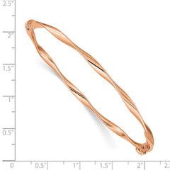 14k Rose Gold Polished Twisted Hinged Bangle Bracelet