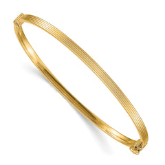 14k Polished Textured Hinged Bangle Bracelet