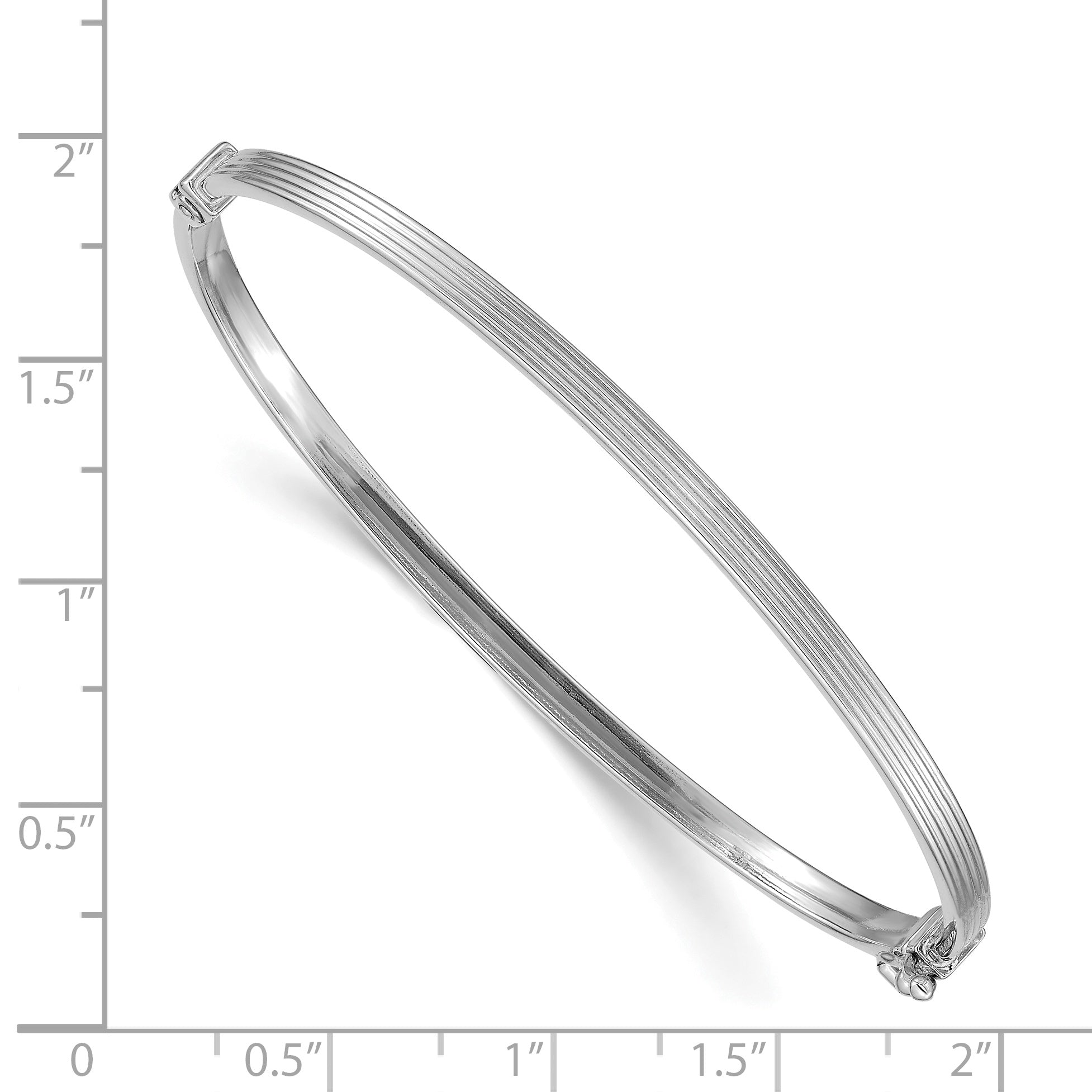 14k White Gold Polished Textured Hinged Bangle Bracelet