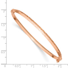 14k Rose Gold Polished Diamond-cut Hinged Bangle Bracelet