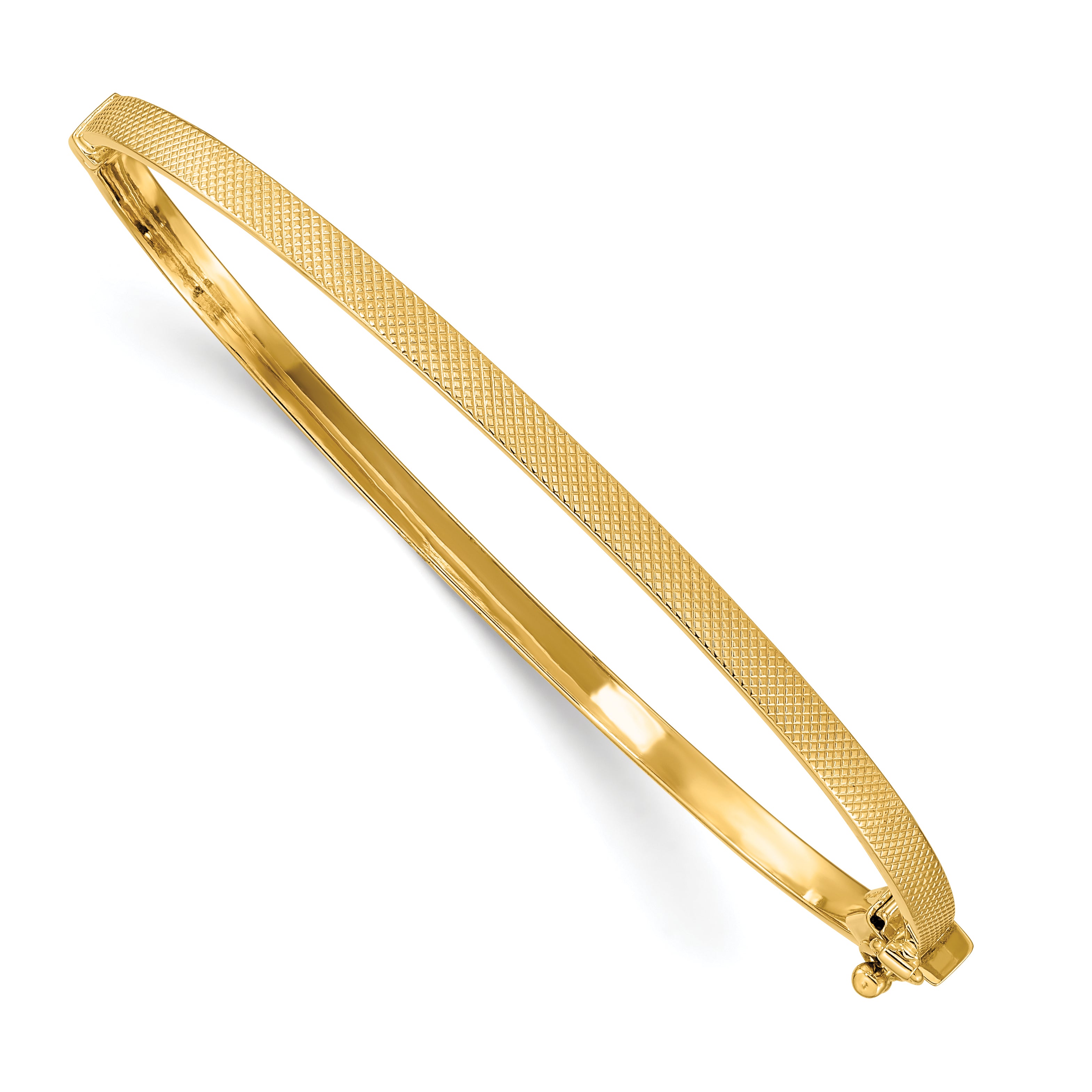 14K Textured Hinged Bangle