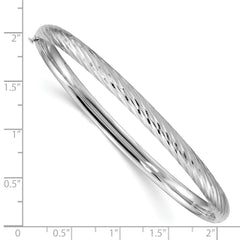 14k White Gold 3/16 Textured Hinged Bangle