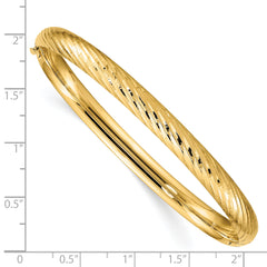 14k 4/16 Textured Hinged Bangle