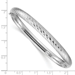 14k White Gold 4/16 Textured Hinged Bangle