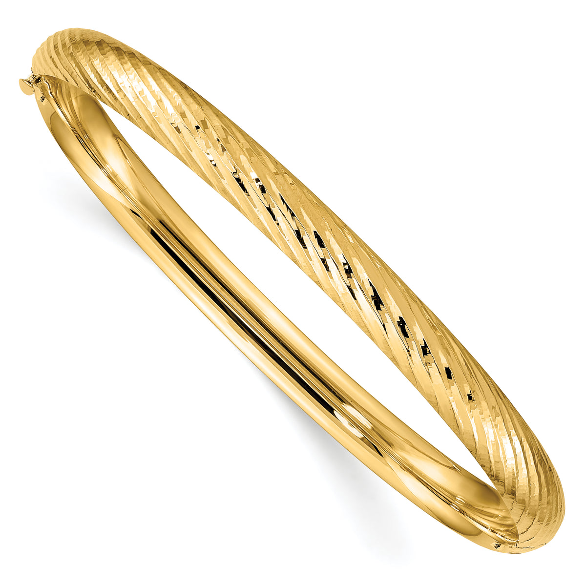 14k 4/16 Textured Hinged Bangle