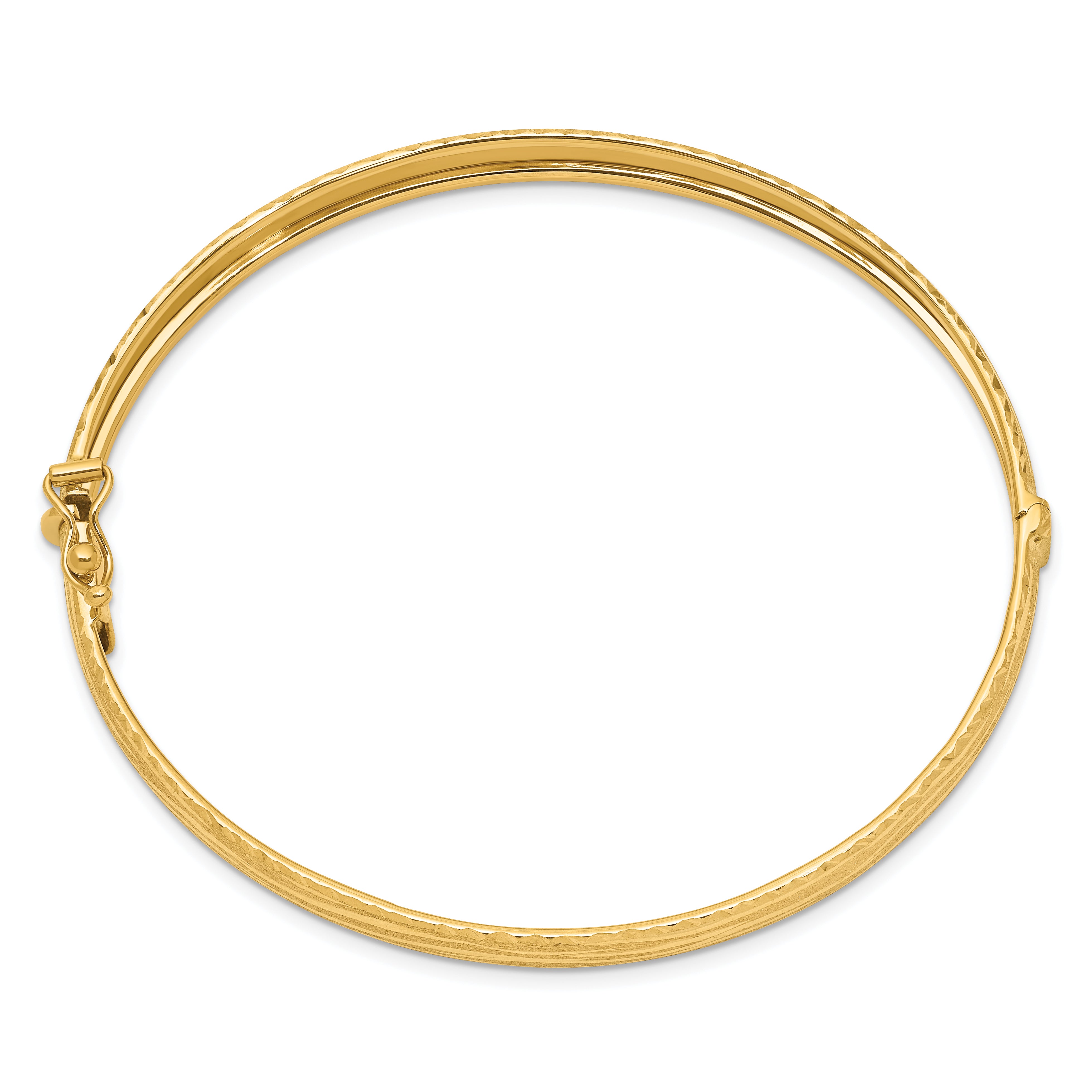 14k D/C Textured Hinged Bangle