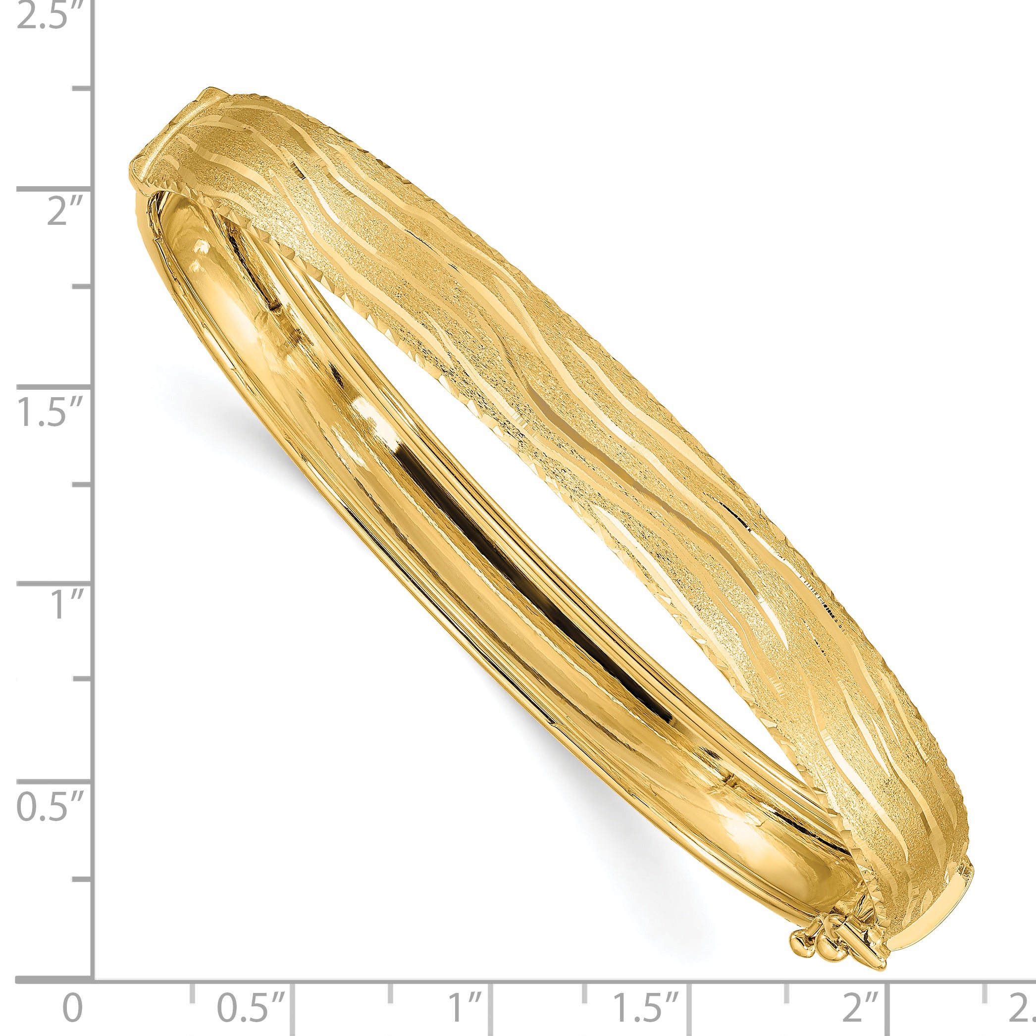 14k D/C Textured Hinged Bangle