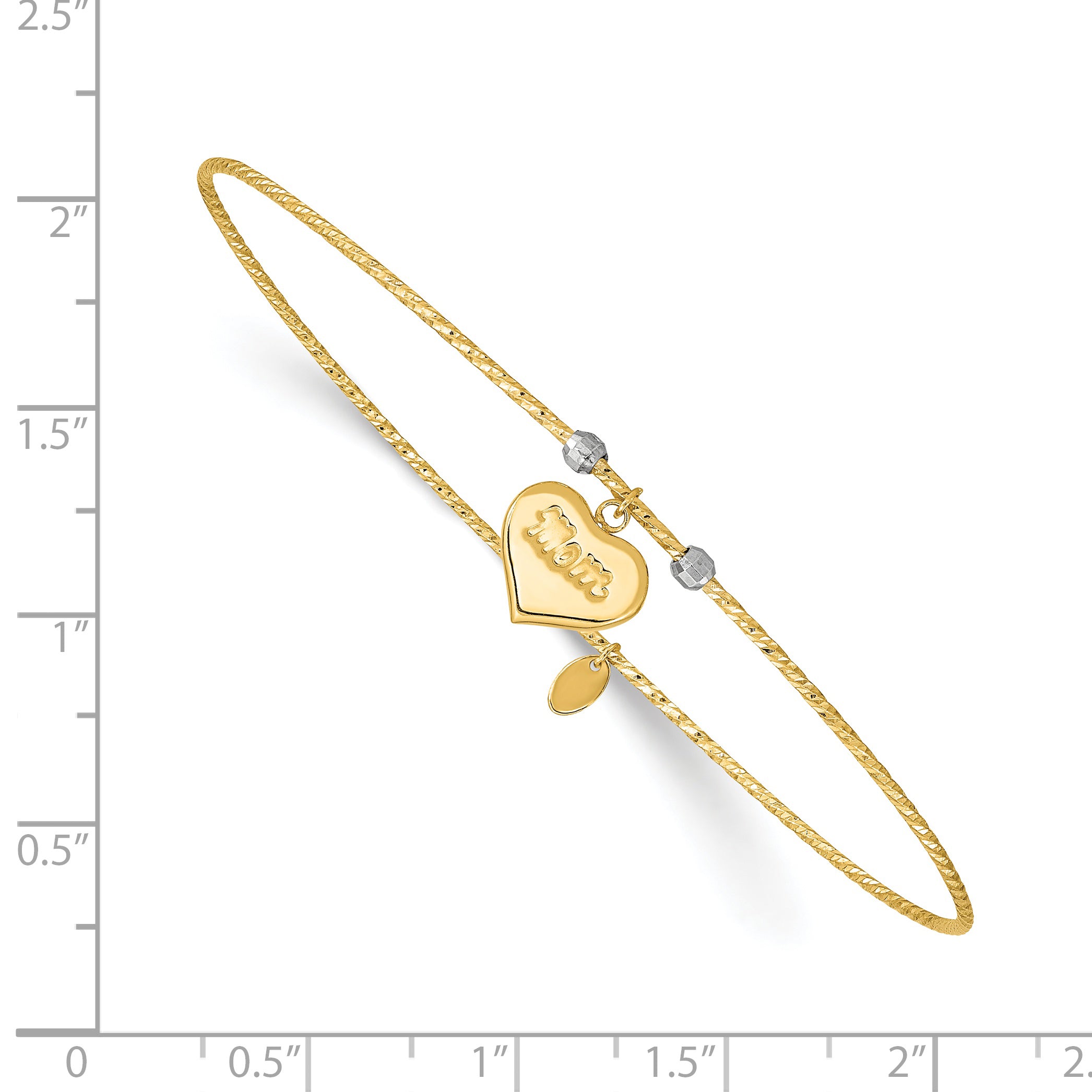 14K Two-tone Diamond-Cut Heart w/Mom Bangle