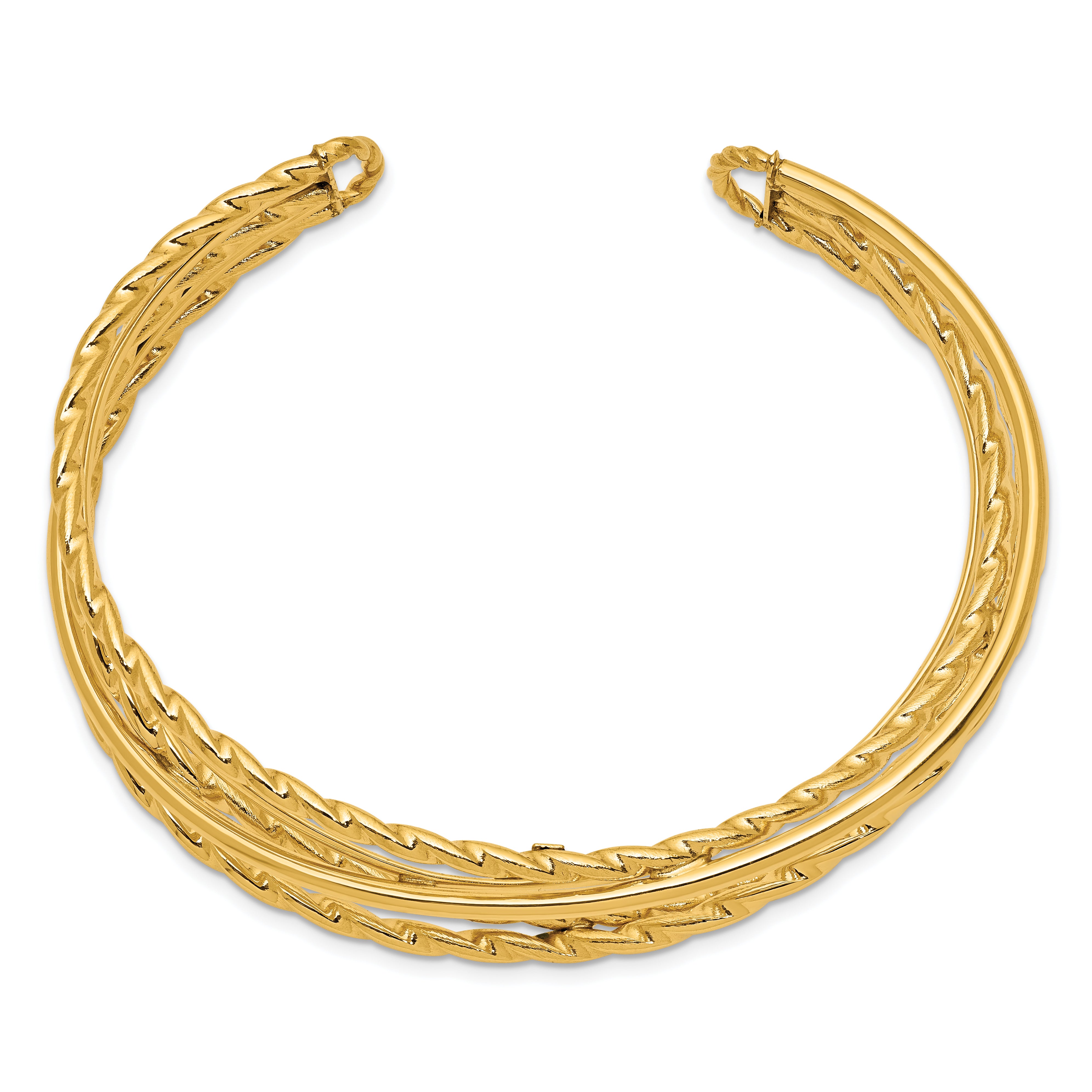 14k Polished Multi Tube Cuff Bangle