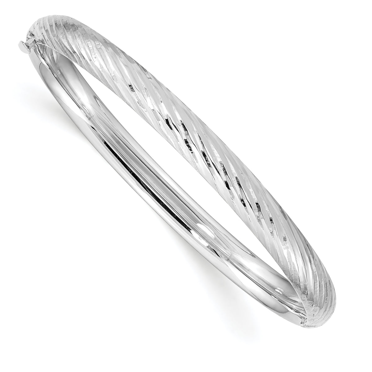 14K White Gold 3/16 Textured Children's Bangle