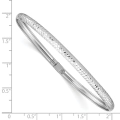 14k White Gold Textured Flexible Bangle