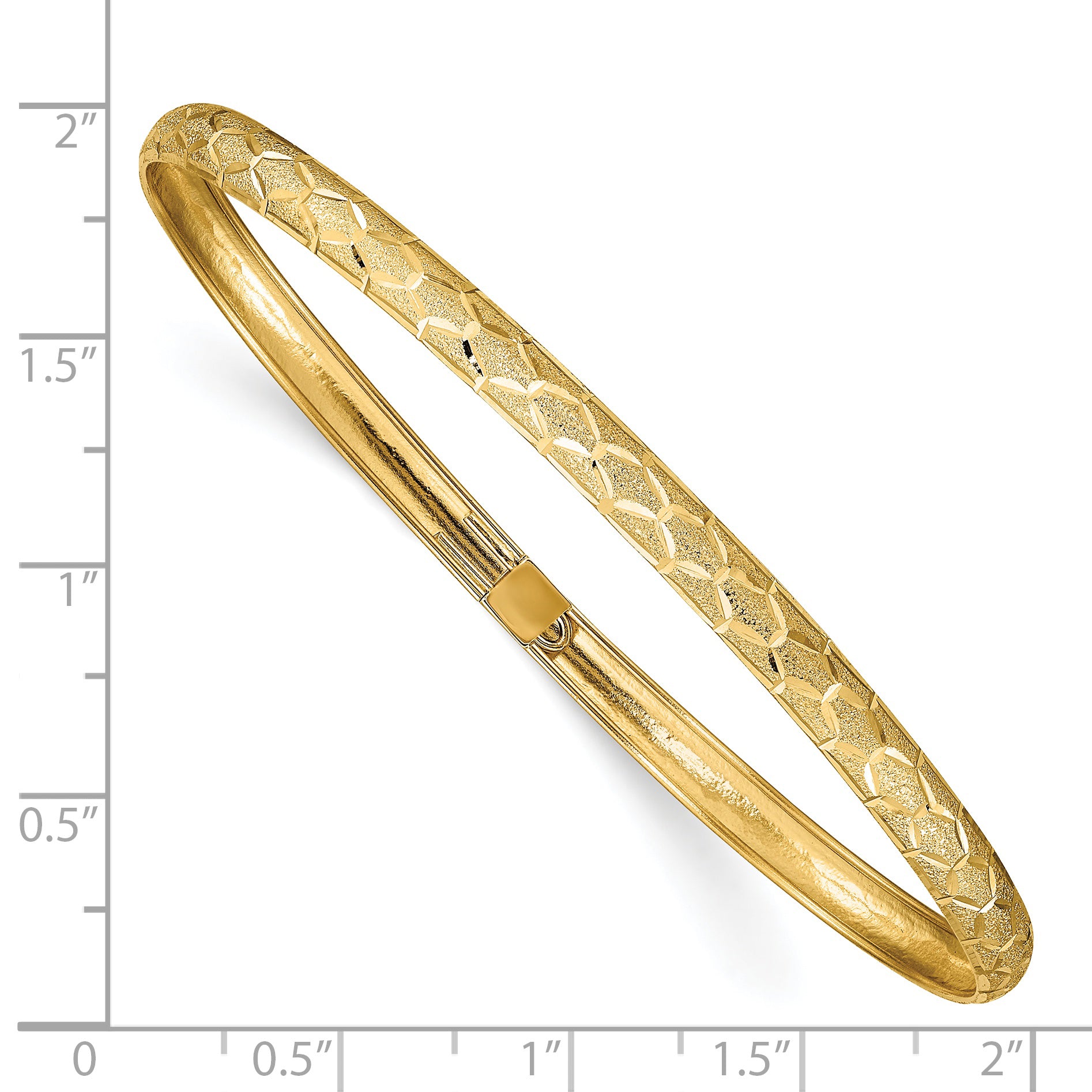 14k Hexagonal Design Diamond-cut Flexible Bangle