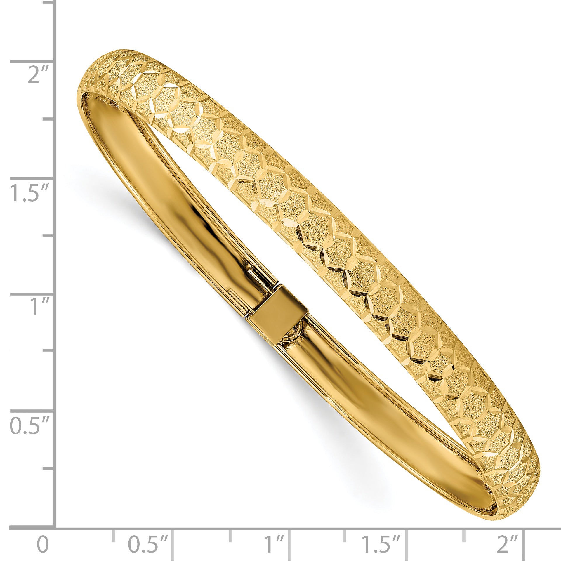 14k Hexagonal Design Diamond-cut Flexible Bangle