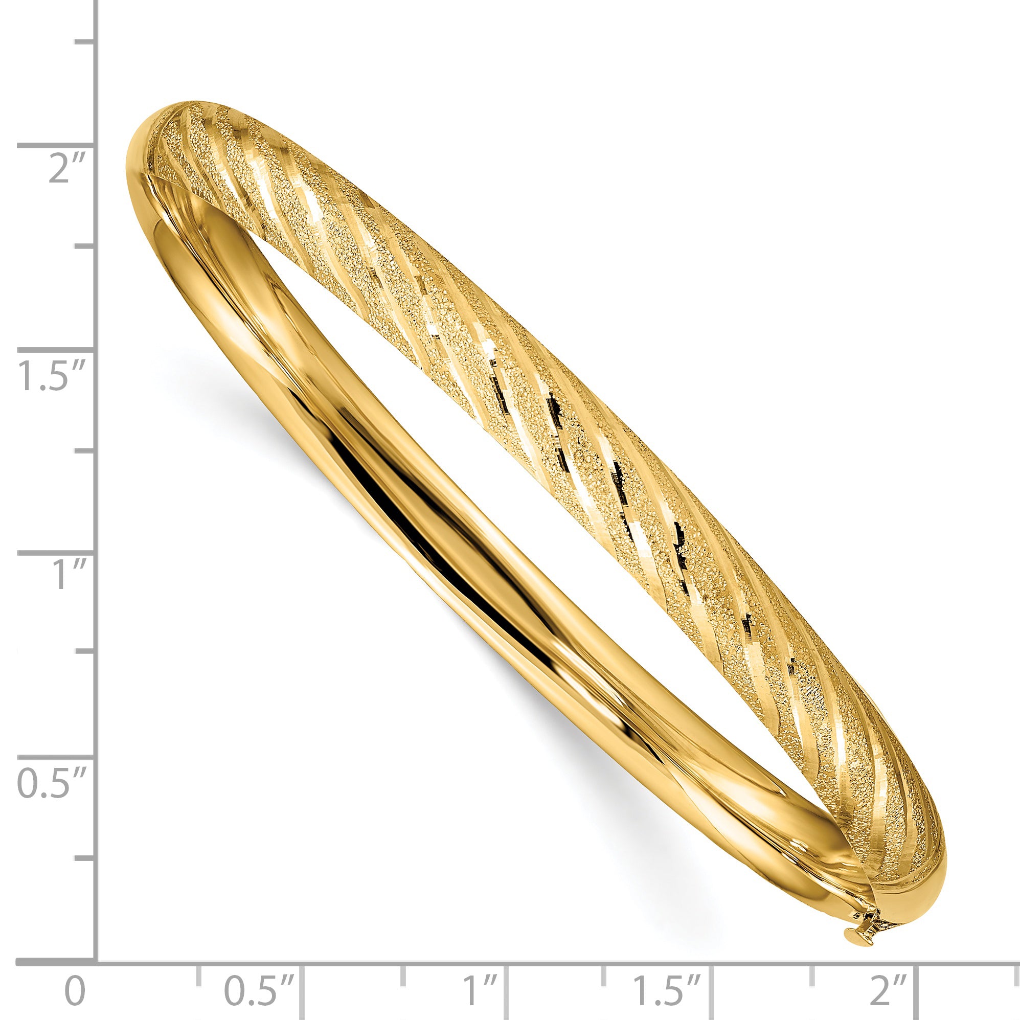 14k Textured Diamond-cut Twisted Hinged Bangle