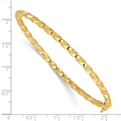 14K Gold Twisted 3.20mm Hinged Bangle