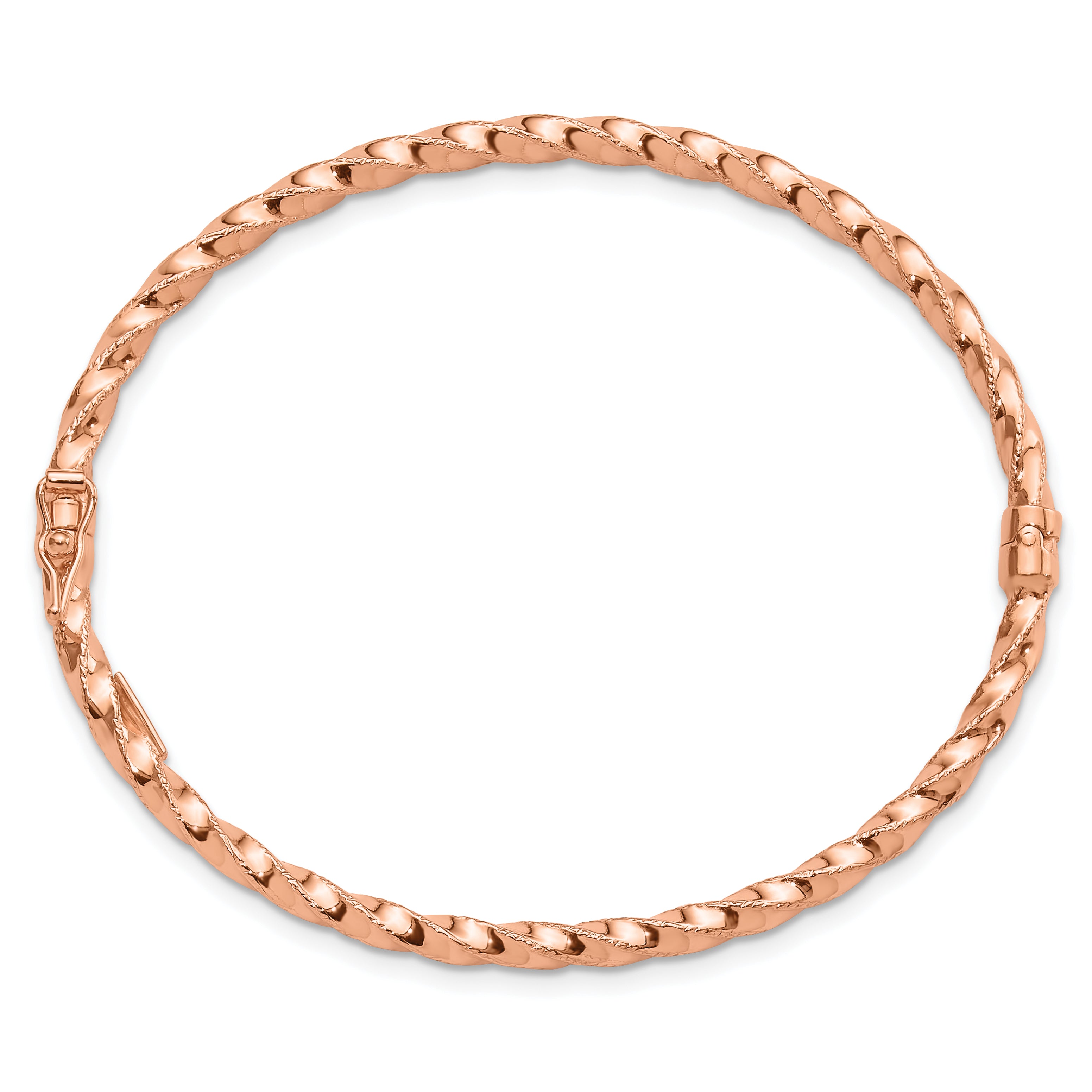 14K Rose Gold Twisted 3.20mm Hinged Bangle