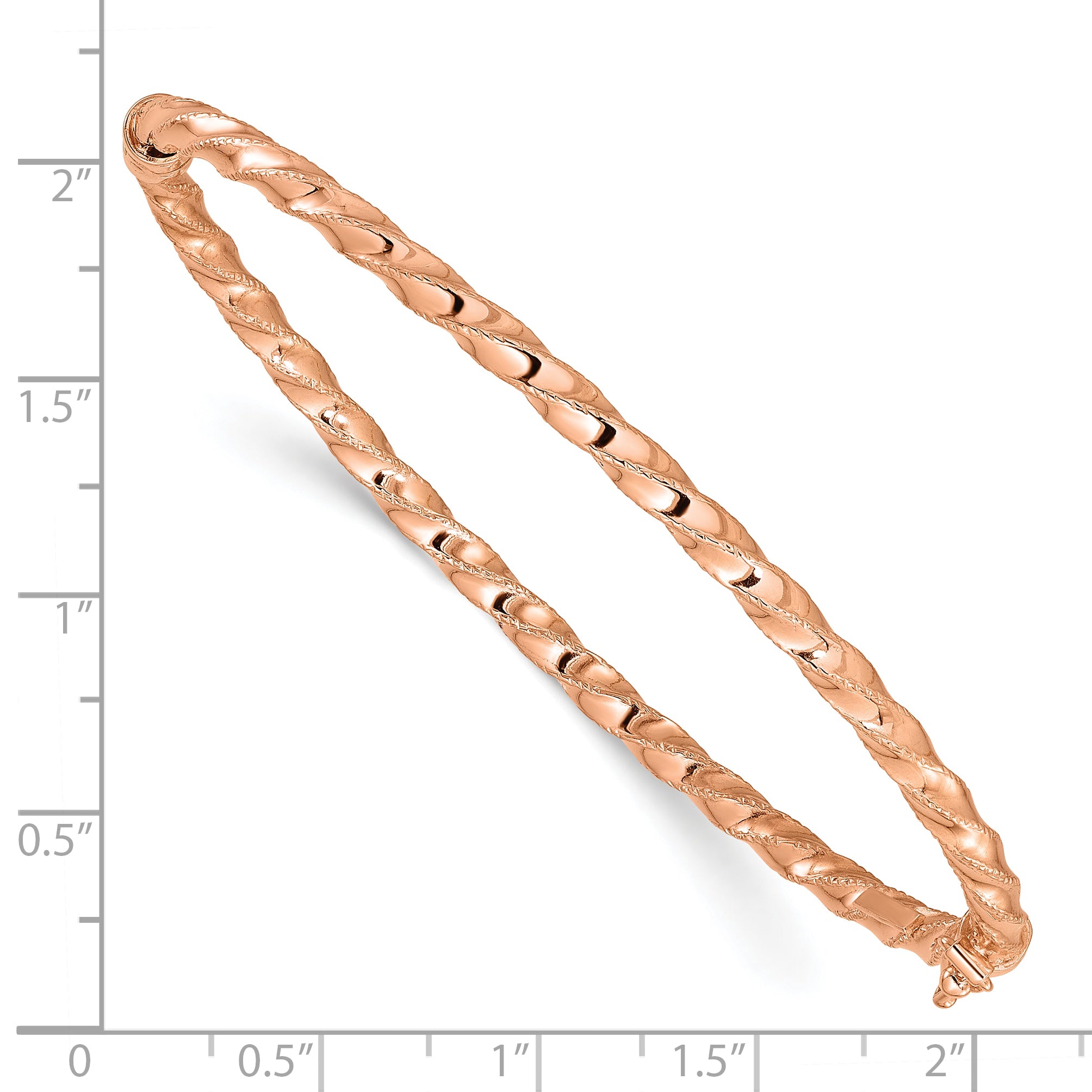 14K Rose Gold Twisted 3.20mm Hinged Bangle