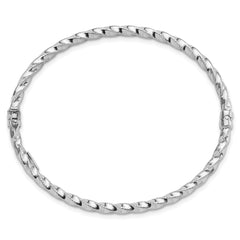 14K White Gold Twisted 3.20mm Hinged Bangle