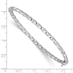 14K White Gold Twisted 3.20mm Hinged Bangle