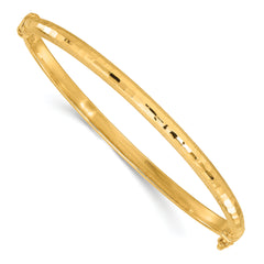 14K Diamond-cut and Laser-cut Fancy Hinged Bangle Bracelet