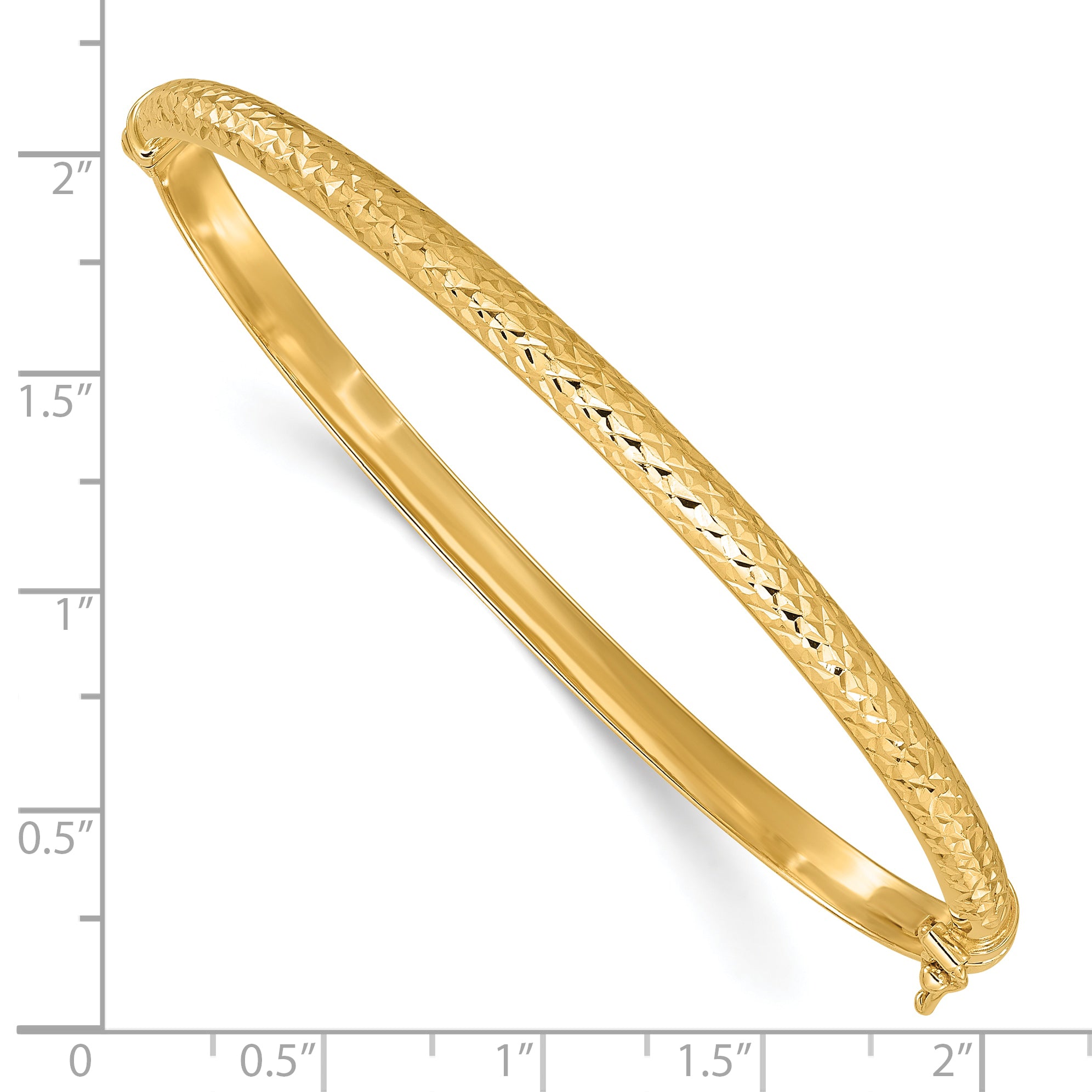 14K Diamond Cut 4mm Hinged Bangle