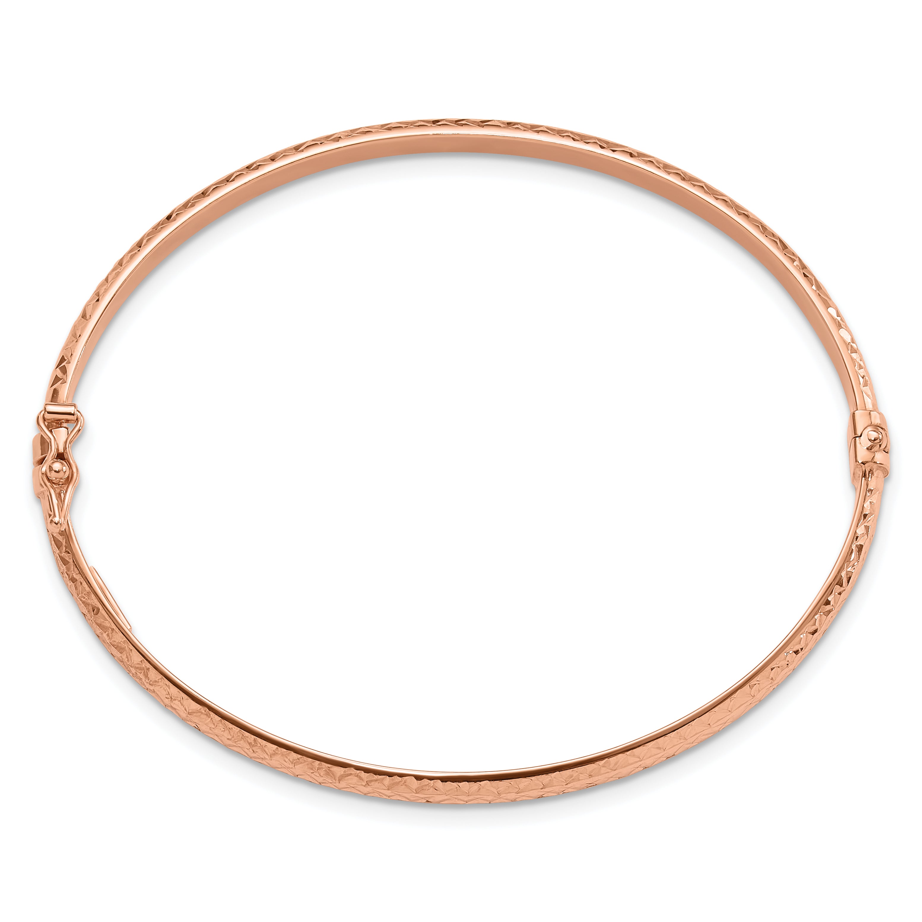 14K Rose Gold Diamond Cut 4mm Hinged Bangle