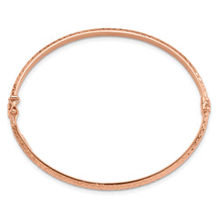 14K Rose Gold Diamond Cut 4mm Hinged Bangle