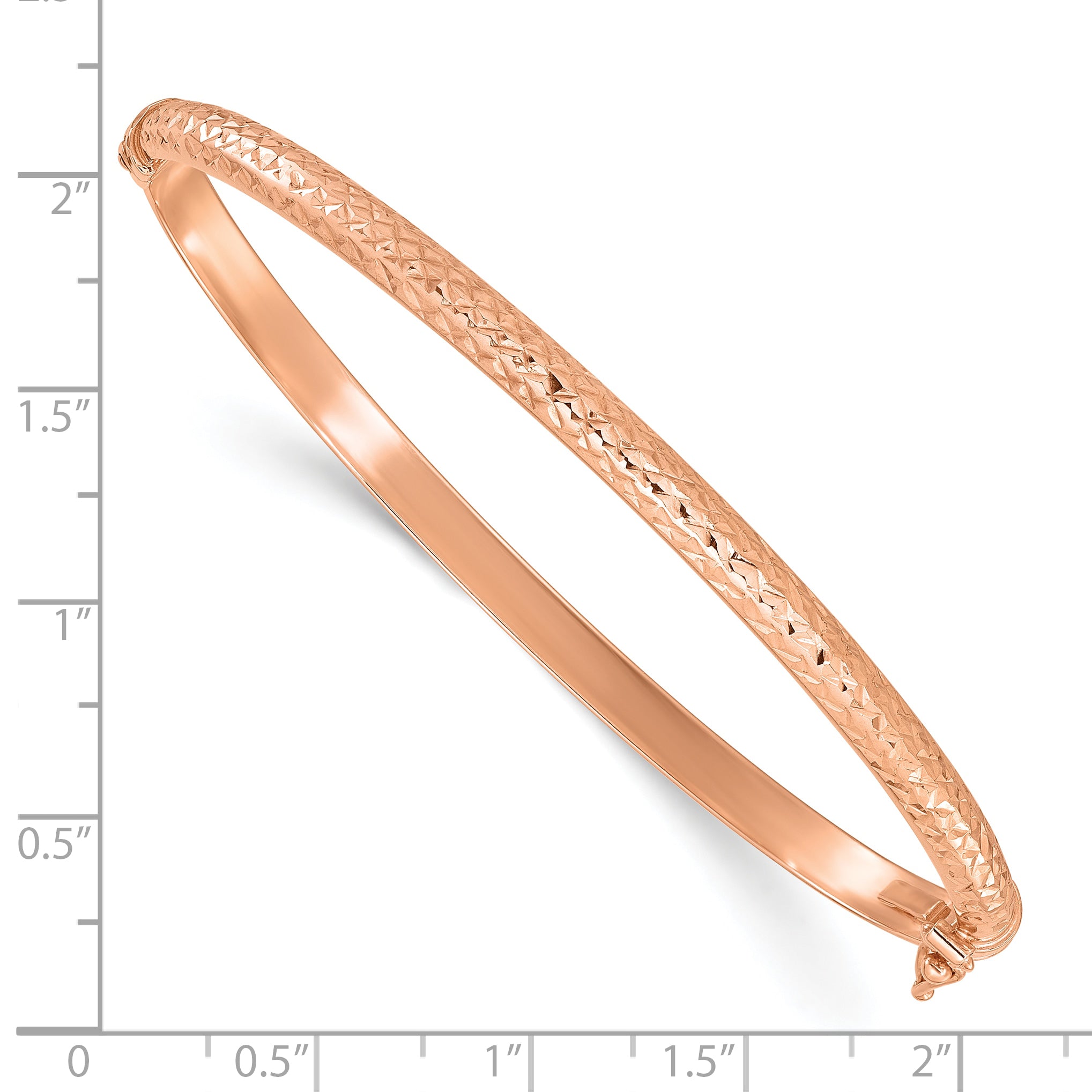 14K Rose Gold Diamond Cut 4mm Hinged Bangle