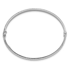 14K White Gold Diamond Cut 4mm Hinged Bangle