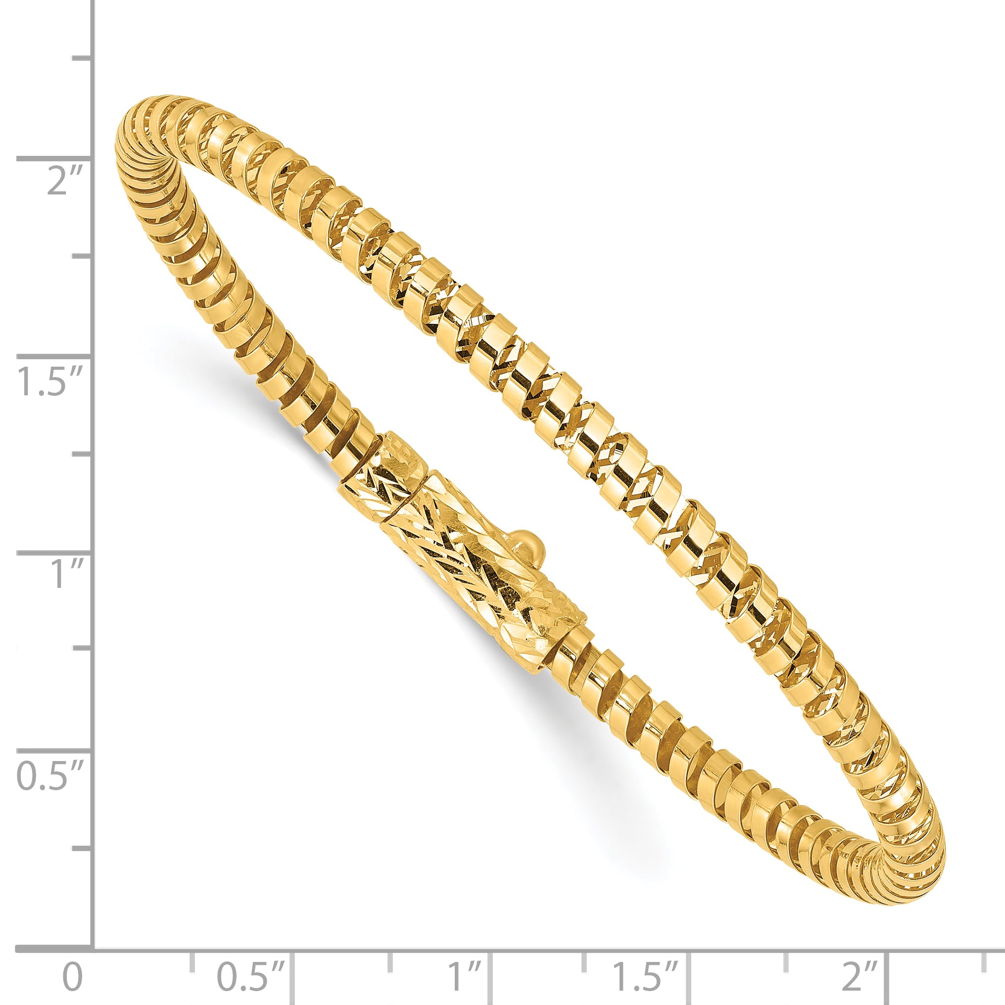 14K Polished and Diamond-cut Fancy Spiral Bangle