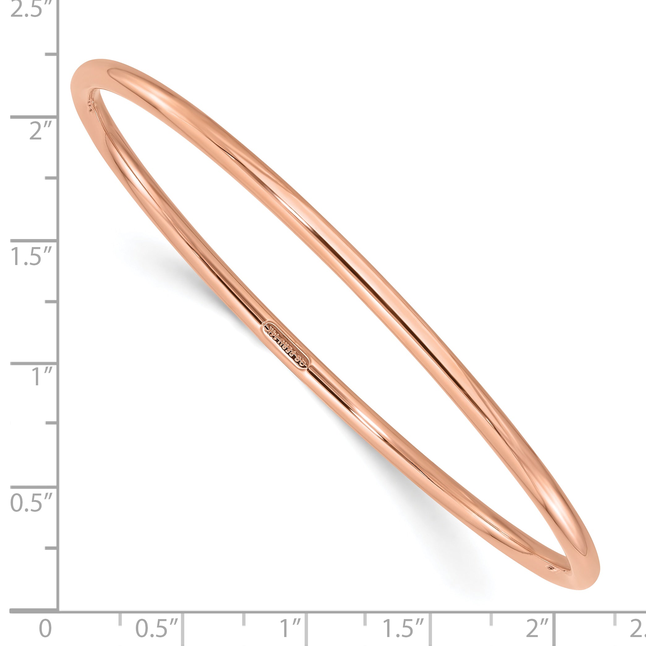 14k Rose Gold 3.00mm Polished Slip On Bangle