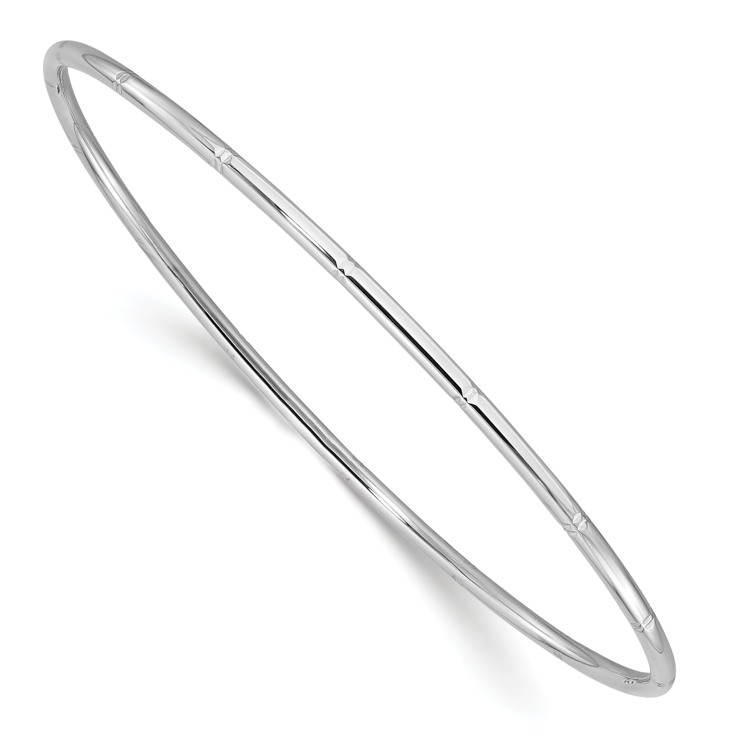 14k White Gold 2.00mm D/C Polished Slip On Bangle